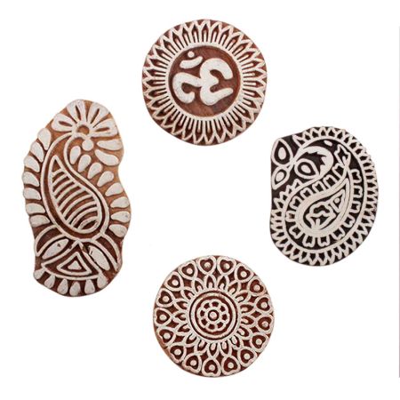 Set of 4 Piece New Mix Wooden Printing Block